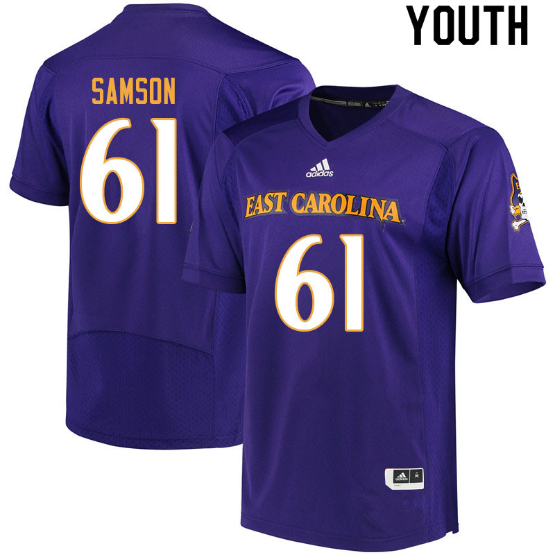 Youth #61 Joseph Samson ECU Pirates College Football Jerseys Sale-Purple